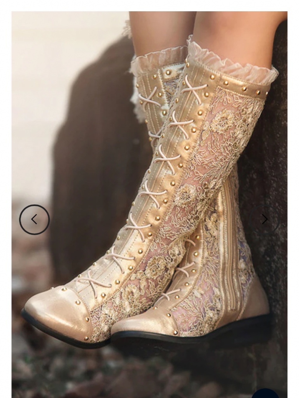 Gramercy Gold Lace Boot Sz 3-4 - Picture 8 of 8